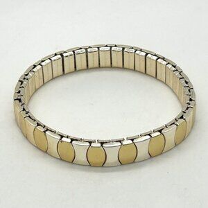 Vintage Two-Tone Gold & Silver Finish Expansion Stretch Link Bracelet Size 7